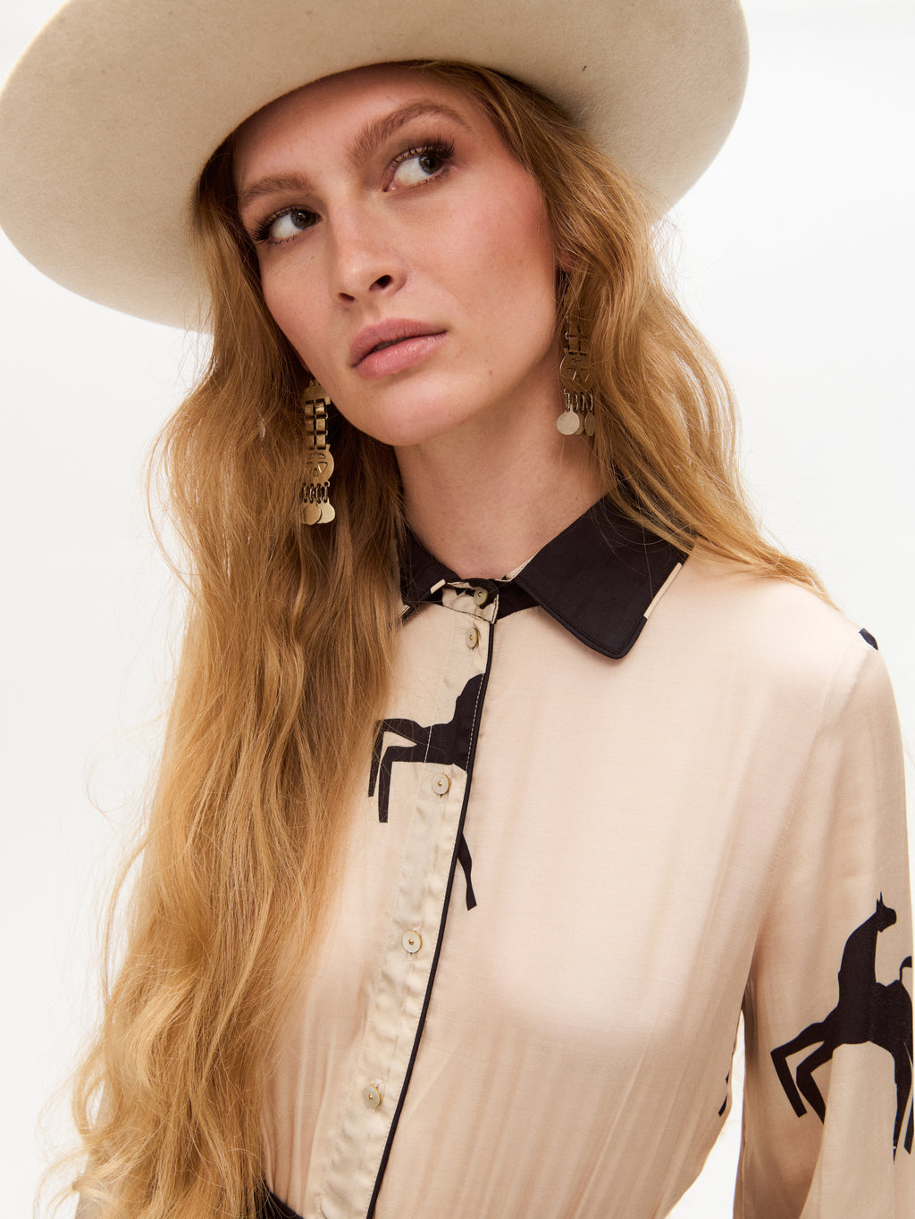 Salma Dress - Final Sale Cream Jumping Horses / L