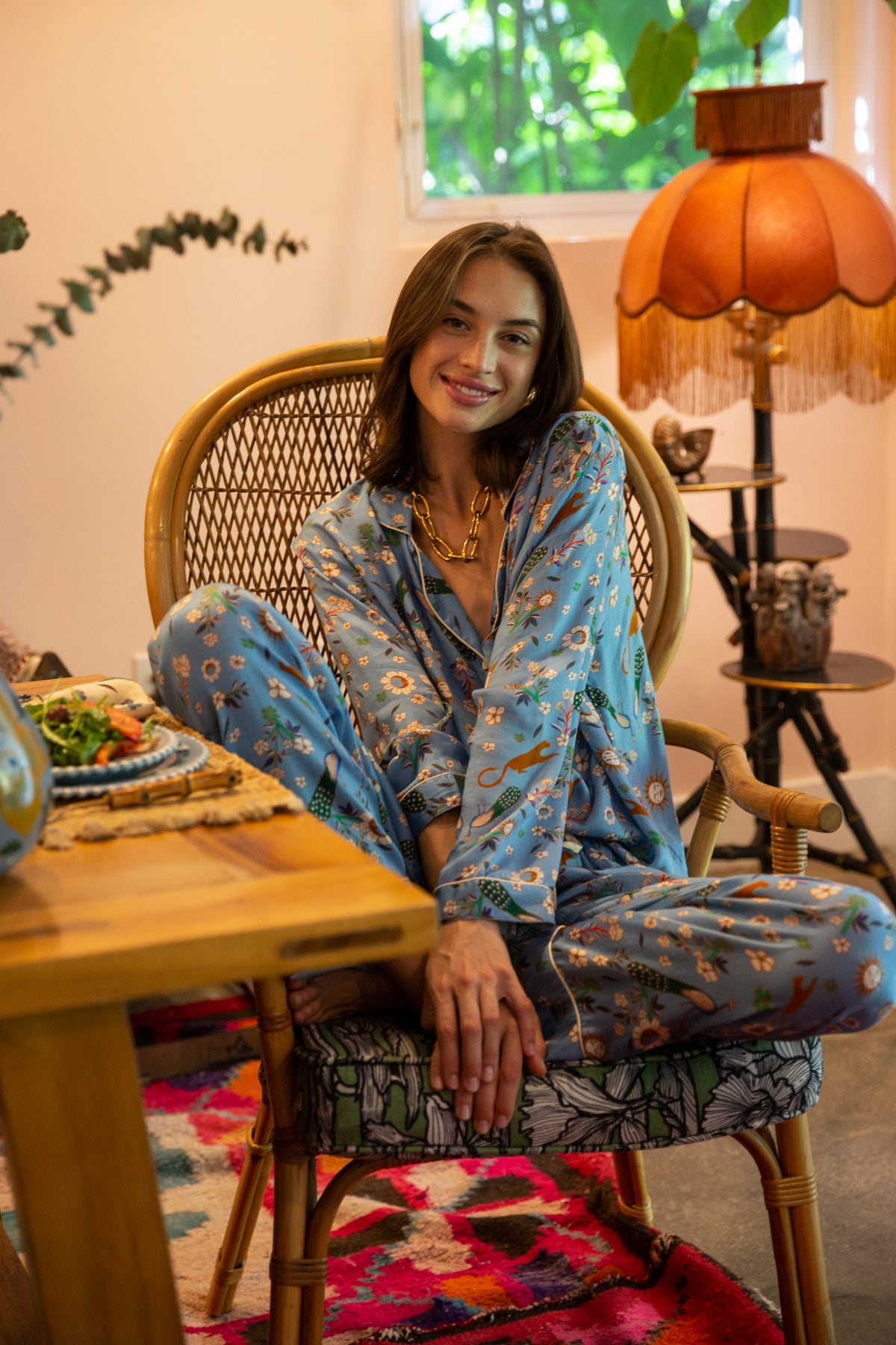 Blue Peacock Pajama Set - Final Sale-Carolina K