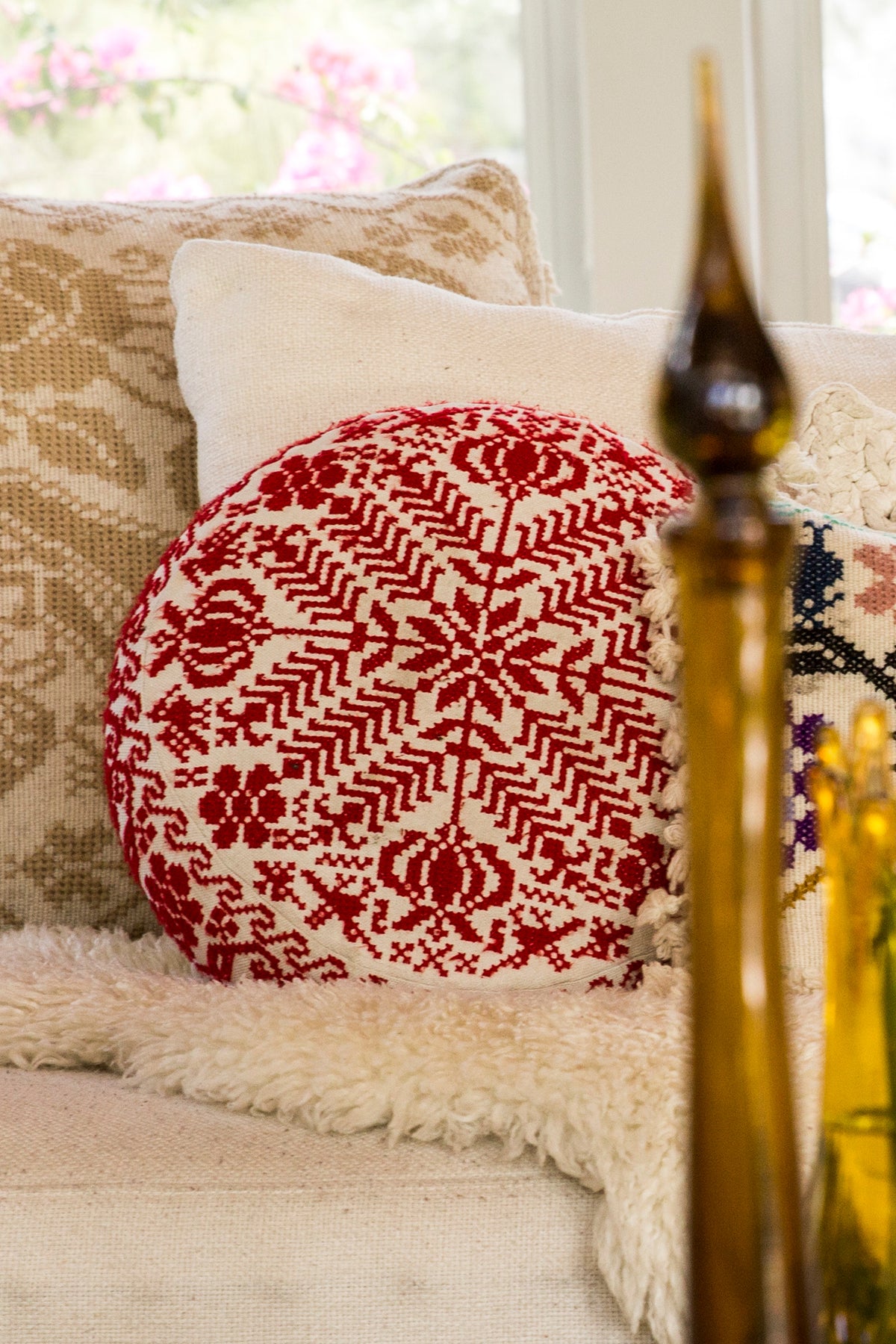 Cross Stitched Yoga Pillow Cover-Carolina K