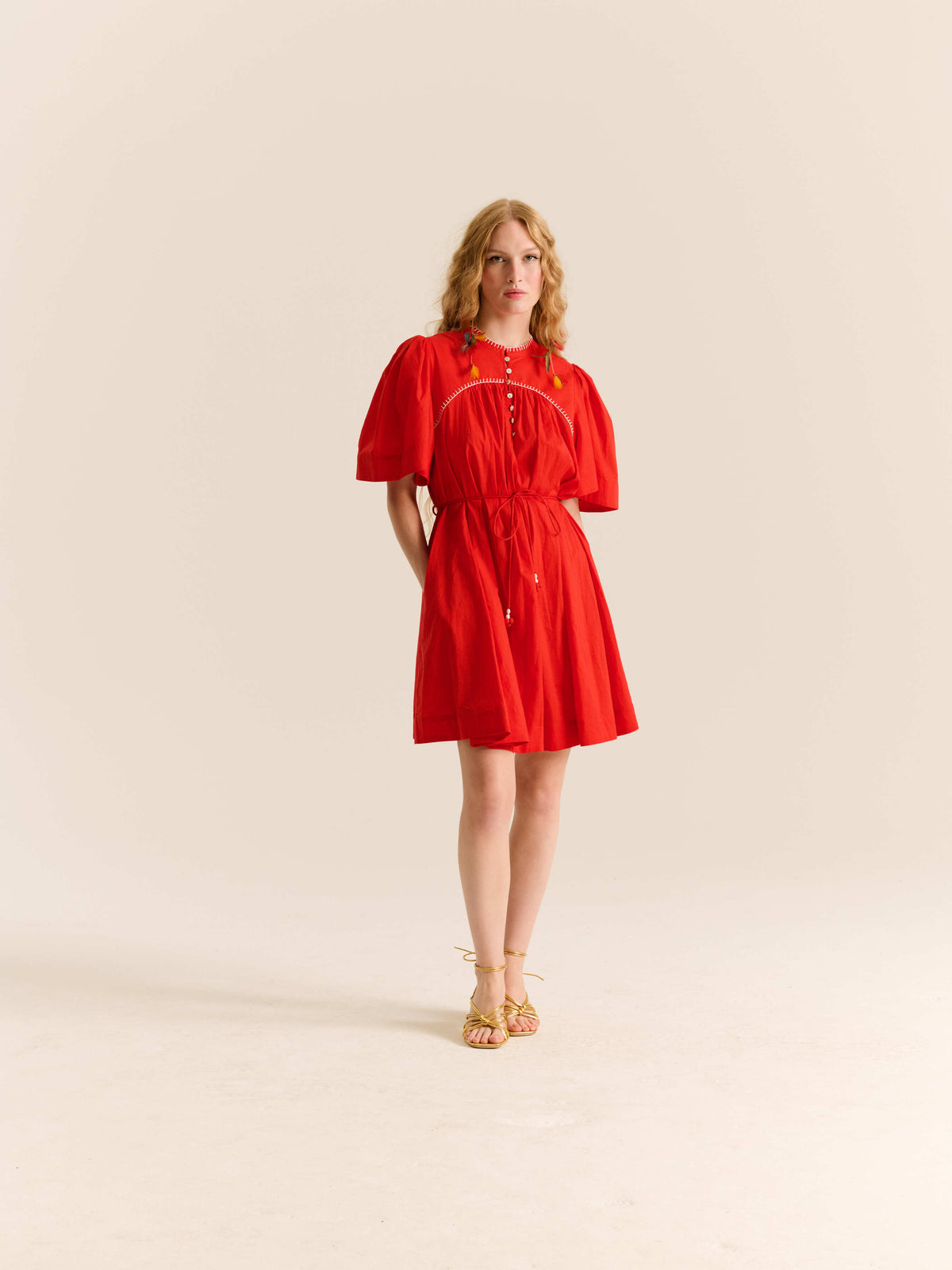 carolina k red dress Carolina K Iris Dress - Fiery Red