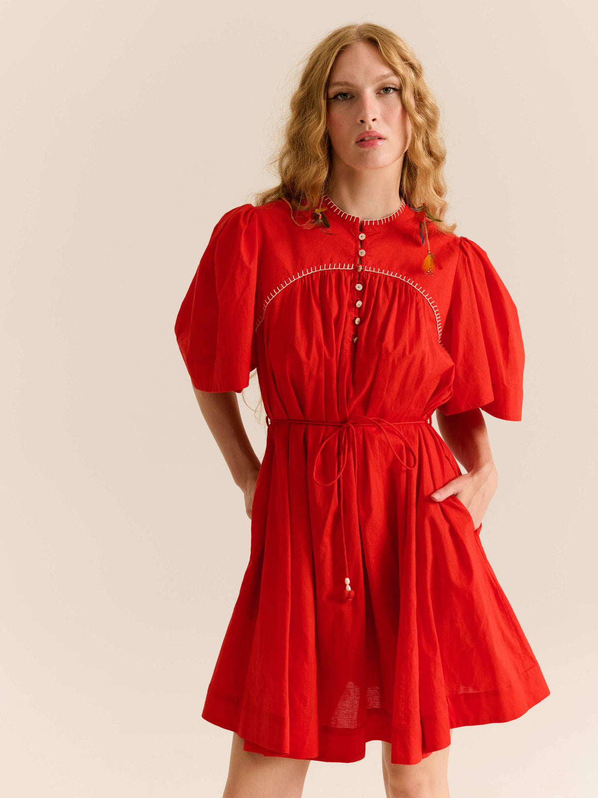 carolina k red dress Vani Crochet Dress