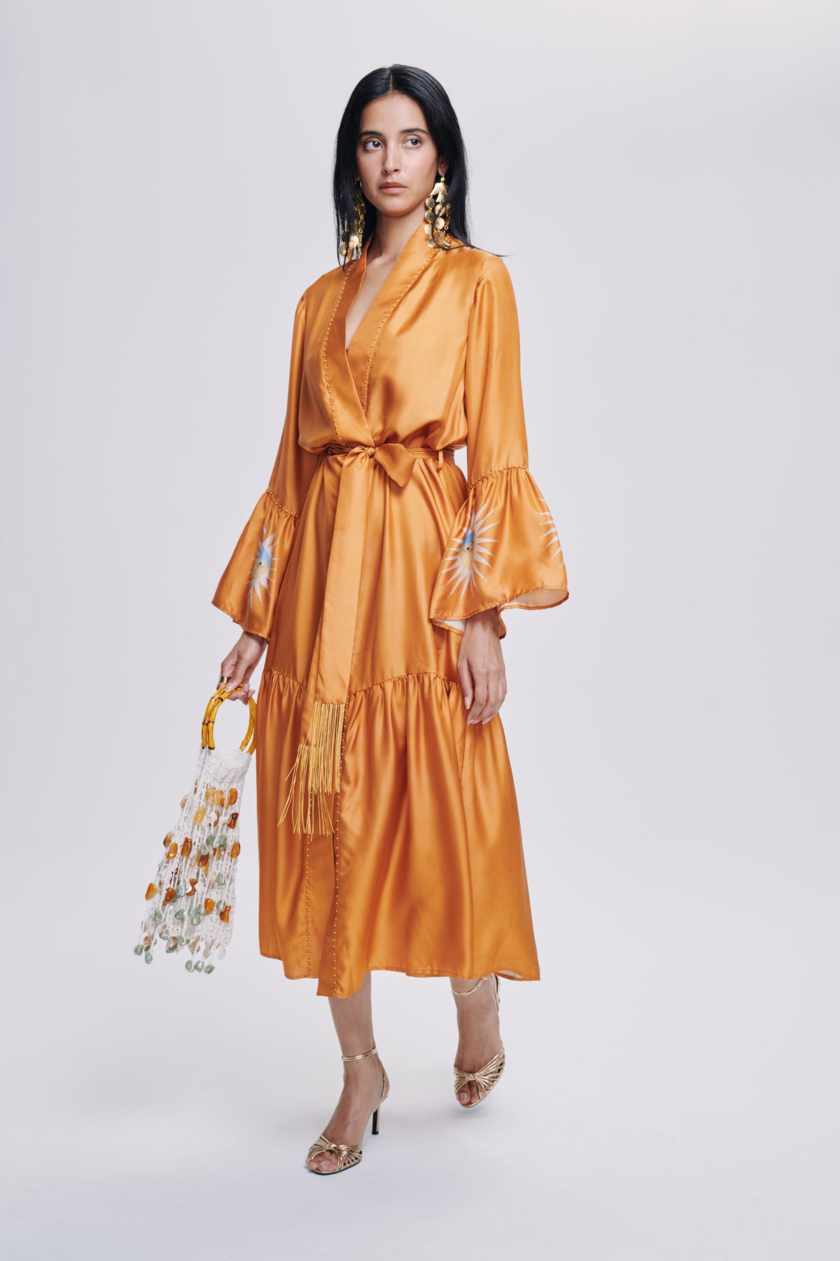 Carolina K Nico robe made of soft fabric, featuring a relaxed fit with stylish design, ideal for comfortable loungewear.