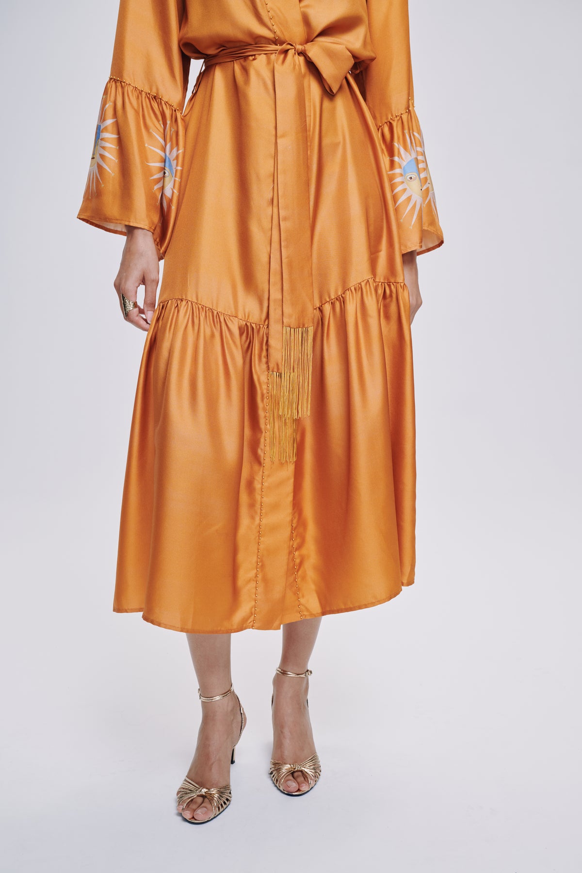 Carolina K Nico robe made of soft fabric, shown in a relaxed fit with a tie waist, stylish and comfortable clothing for women.