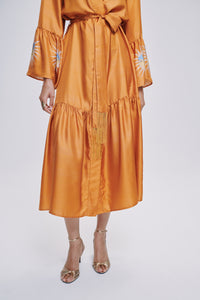 Carolina K Nico robe made of soft fabric, shown in a relaxed fit with a tie waist, stylish and comfortable clothing for women.
