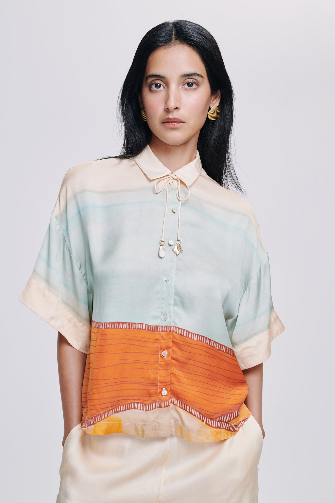 Carolina K kimono top featuring a flowing, lightweight fabric with a vibrant floral pattern, perfect for stylish casual wear.