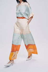 Carolina K Palazzo pants in flowing fabric with wide legs, stylish and comfortable for casual or dressy wear.