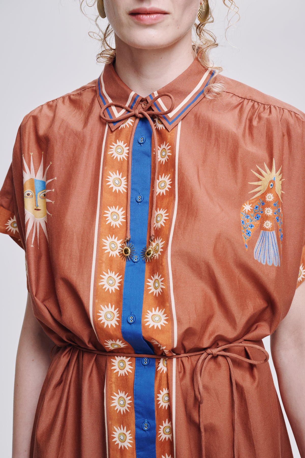 Carolina K Valerie Kaftan in vibrant patterned fabric, flowing women's clothing with wide sleeves and relaxed fit.