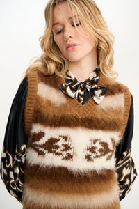 Carolina K fox vest with plush fox face and cozy fur lining, stylish winter accessory for layered outfits