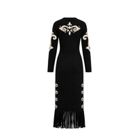 Black Carolina K Elizabeth Dress featuring a fitted silhouette and stylish back design, perfect for elegant occasions.