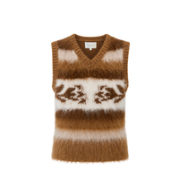Front view of Carolina K fox vest showcasing its stylish design and cozy fit in natural fox fur.