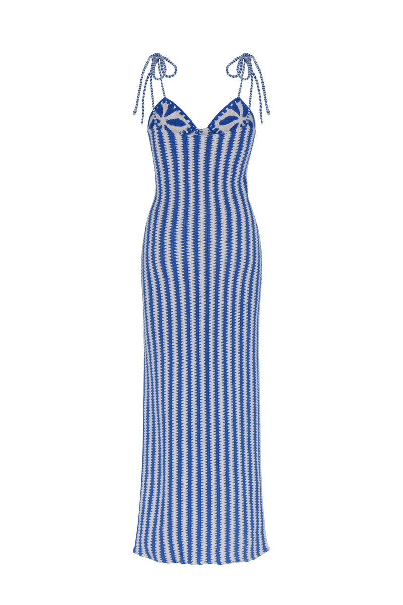 Olivia Crochet Dress Blue Ivory / S