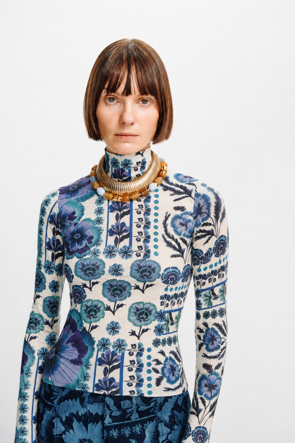 Carolina K Viento Turtleneck in soft fabric, front view showing fitted style and classic neckline on a neutral background.