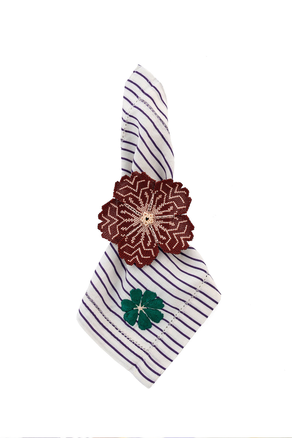 Beaded Flower Napkin Ring Set 4
