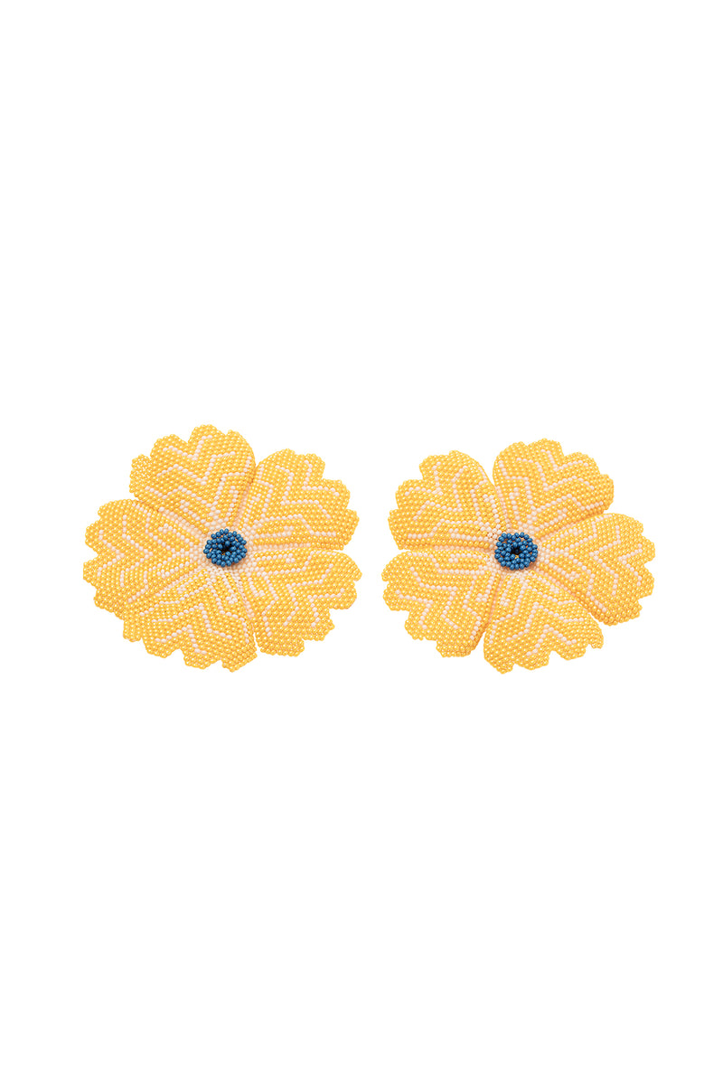 Carolina K Huichol Earrings in Yellow