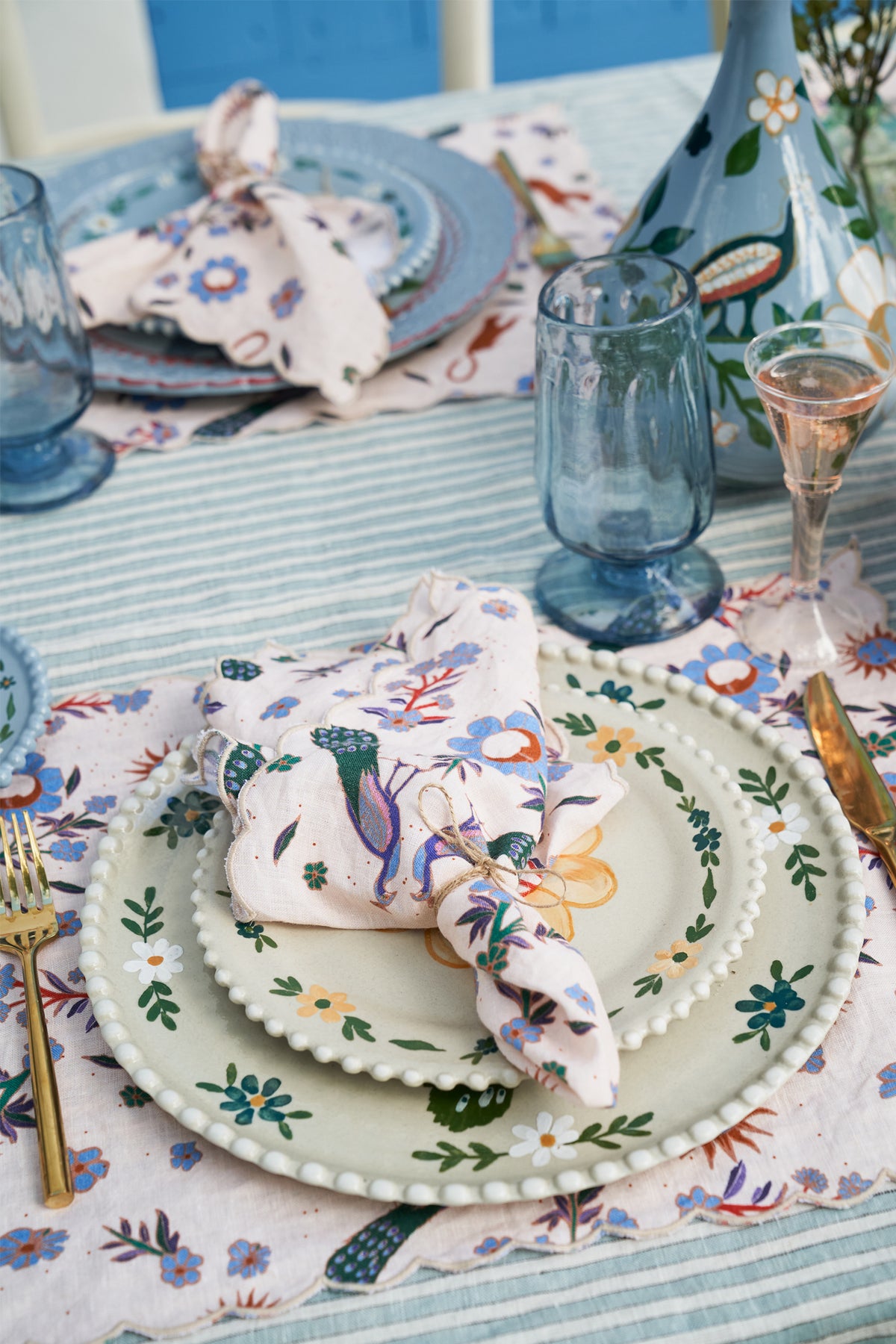 Sunflower Peacock Linen Napkin-Carolina K