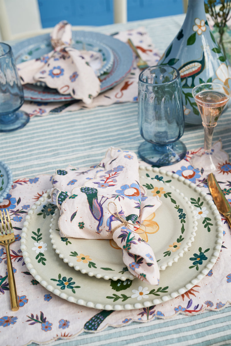 Sunflower Peacock Linen Napkin-Carolina K