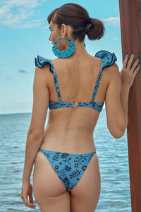 Carolina K Scarf Bikini Bottom in Blue Tea Flowers