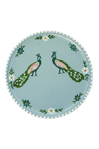 Handpainted Blue Peacocks Dinner Plate - Carolina K