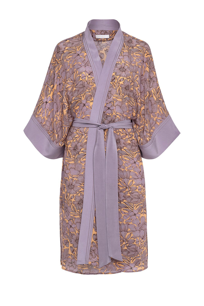 Carolina K Helen Kimono Purple Peonies