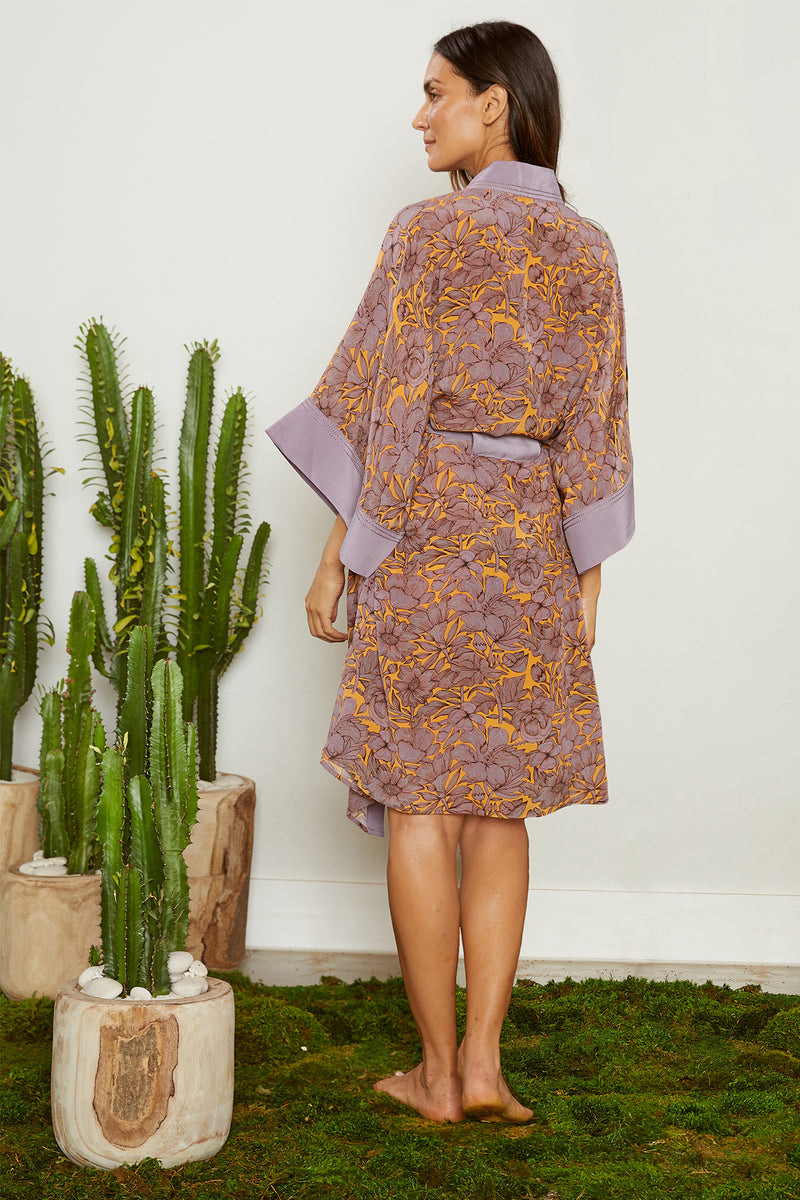 Carolina K Helen Kimono Purple Peonies