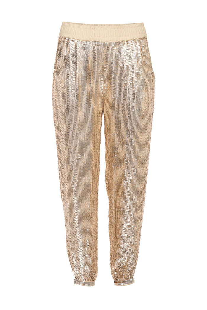 STORE ONLY - JULIETA PANTS - White/Gold Sequence-Carolina K