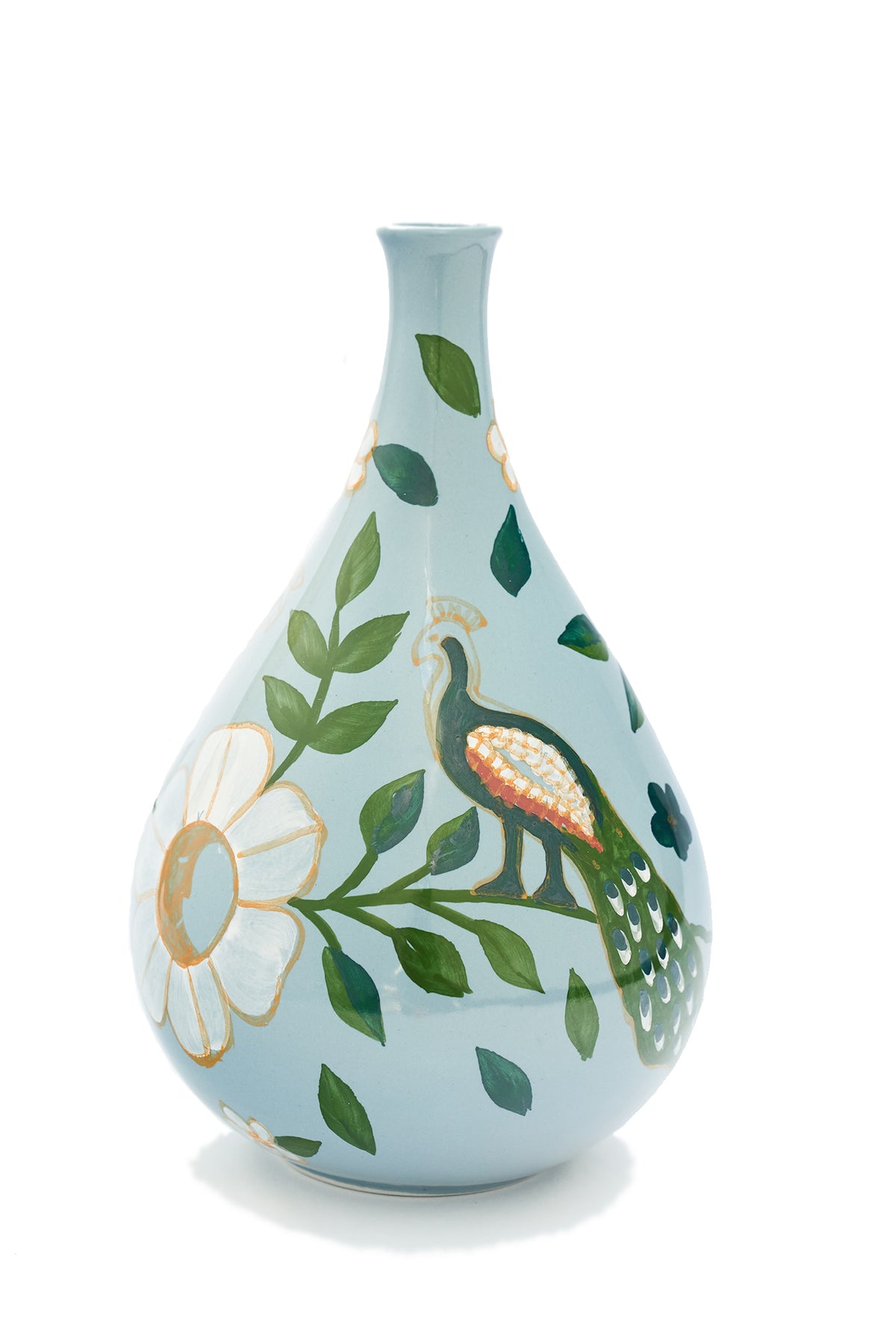 Handpainted Peacock Vase - Carolina K