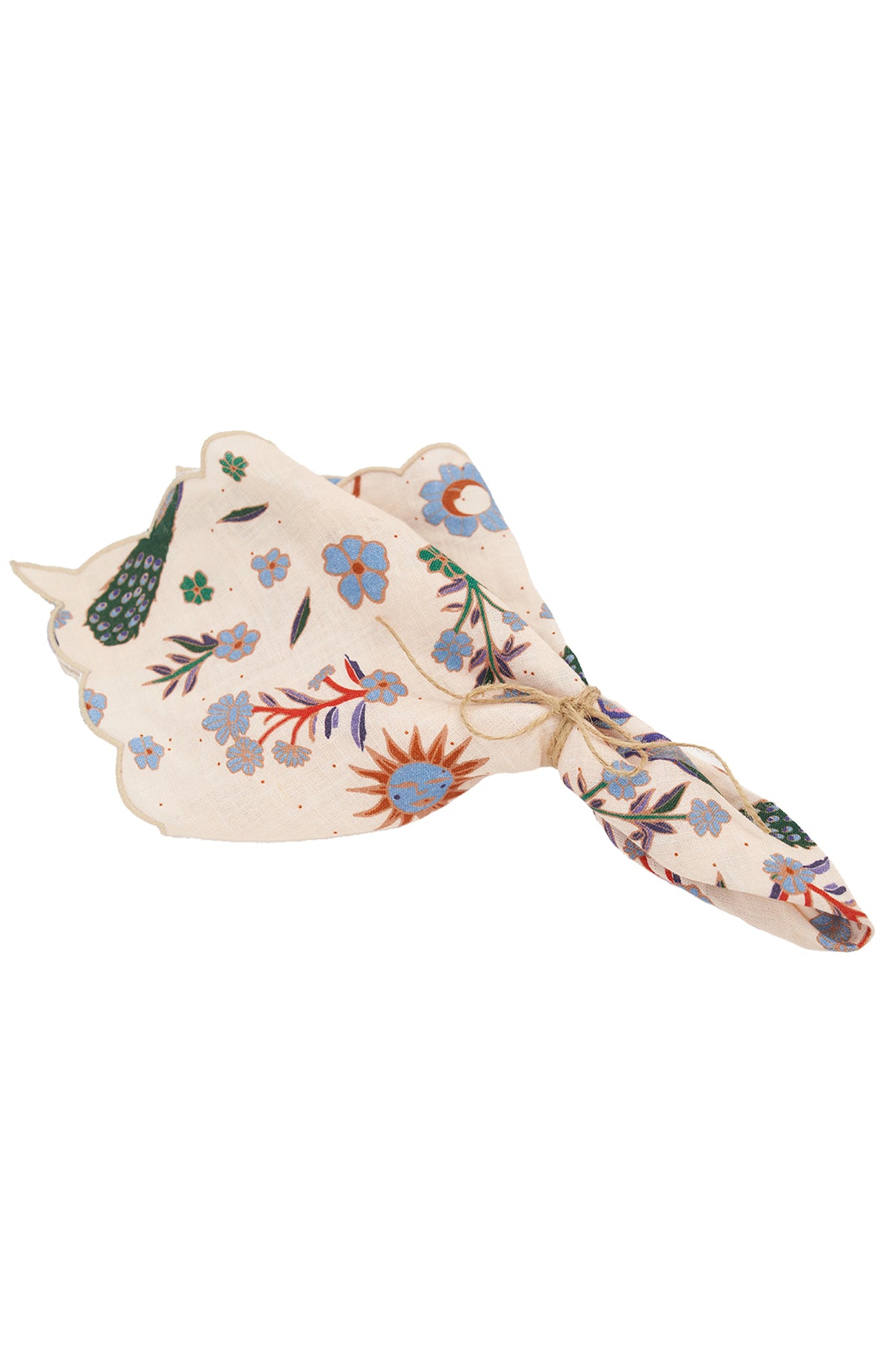 Sunflower Peacock Linen Napkin-Carolina K