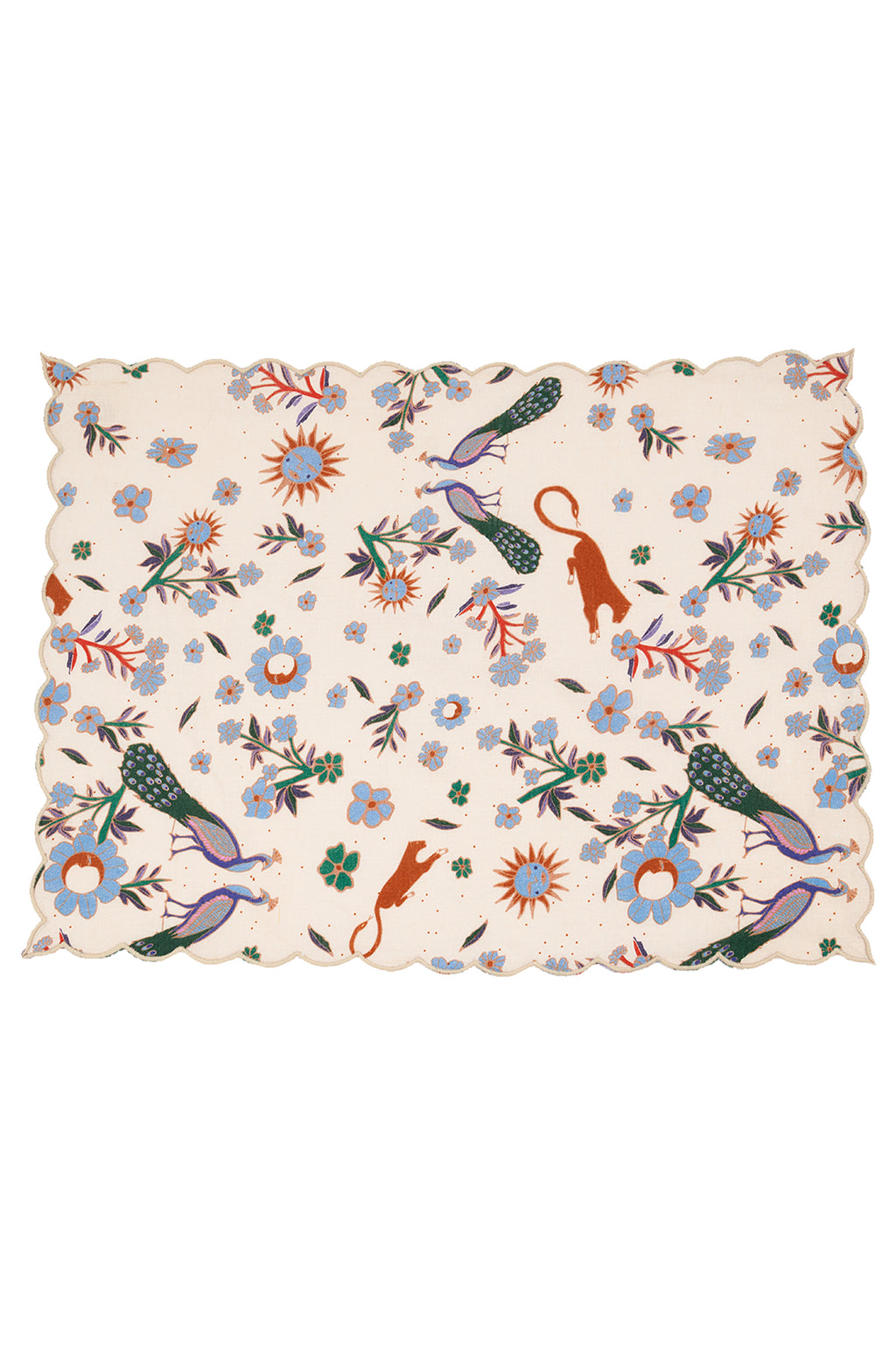 Sunflower Peacock Linen Placemat